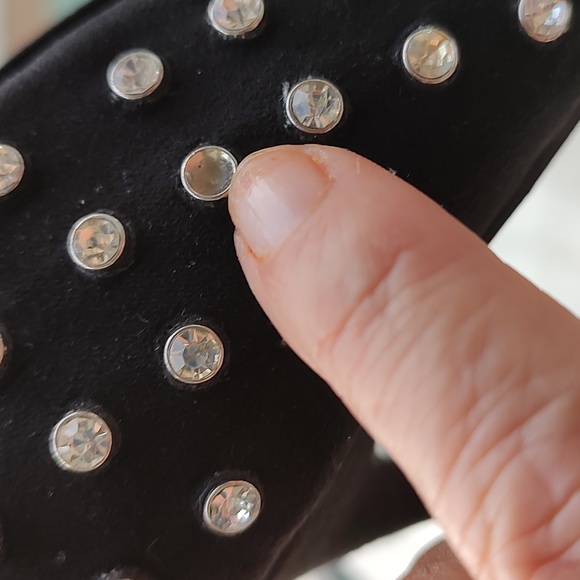 Aldo black suede studded rhinestone pointy toe stiletto - Picture 15 of 16